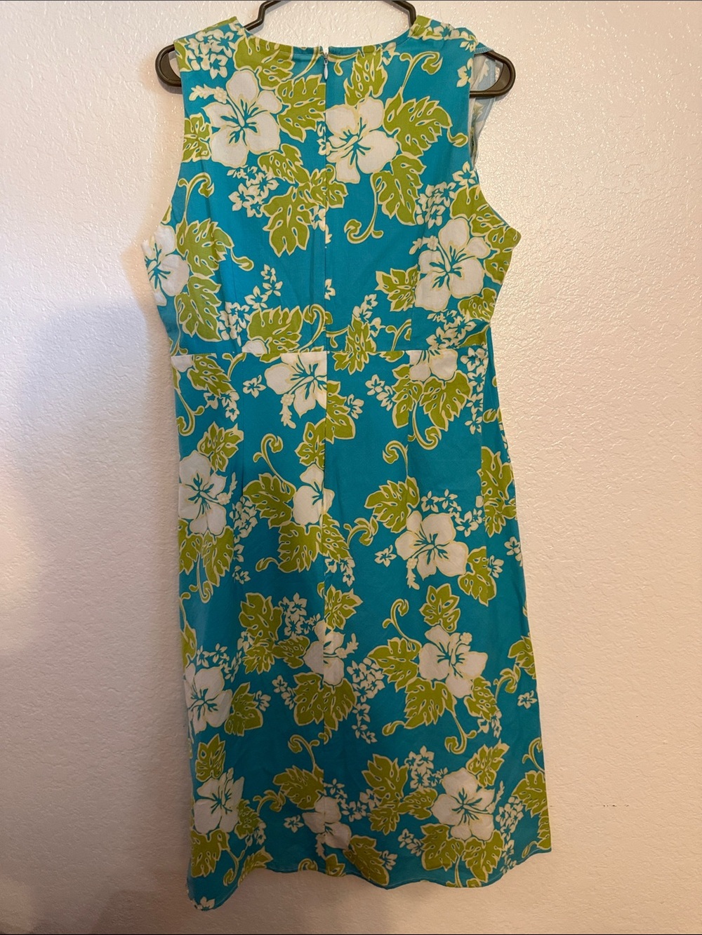 Chadwick’s realcomfort cotton sleeveless dress Medium Hawaiian blue green - Picture 4 of 4